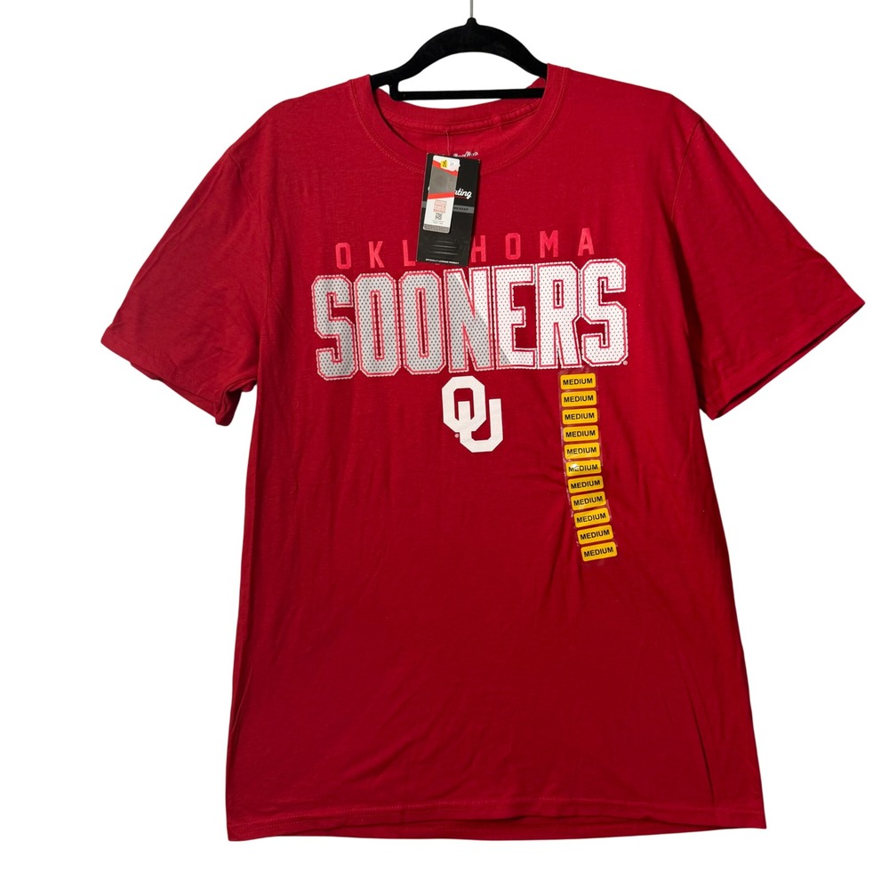 Captivating Oklahoma Sooners NCAA Red Graphic T-Shirt Mens Medium New